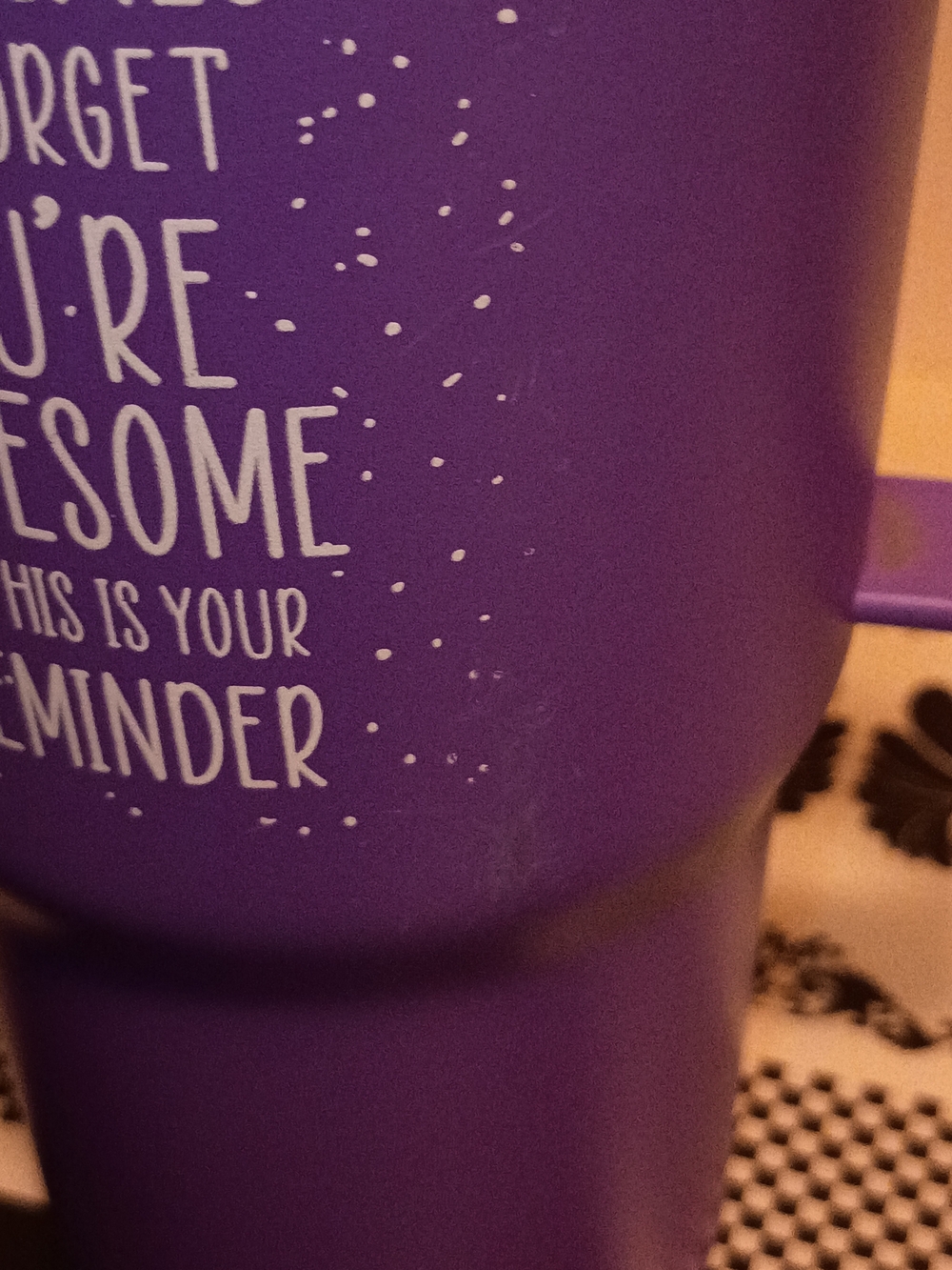 Purple Stainless Steel Tumbler with Handle  With Positive Quote - Picture 3 of 6